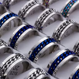 20pcs/lot Cool Spinner Chain Titanium Steel Rotatable Rings For Women Men Jewelry Party Gifts Mix Color Wholesale