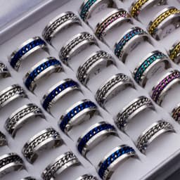 20pcs/lot Cool Spinner Chain Titanium Steel Rotatable Rings For Women Men Jewelry Party Gifts Mix Color Wholesale
