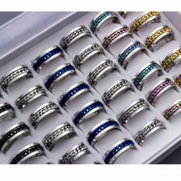 20pcs/lot Cool Spinner Chain Titanium Steel Rotatable Rings For Women Men Jewelry Party Gifts Mix Color Wholesale