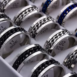 20pcs/lot Cool Spinner Chain Titanium Steel Rotatable Rings For Women Men Jewelry Party Gifts Mix Color Wholesale
