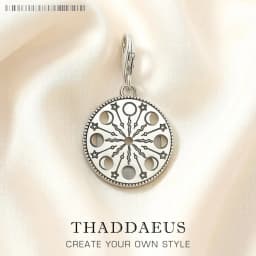 Moonphase Pendant 925 Sterling Silver Dangle Charm Women Men Vintage Fine Jewelry