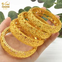 ANIID Dubai 24K Gold Plated Jewelry Bangle Wedding Party Gifts Arabic Women Braclets Indian Bangle Charm Bracelets Wholesale