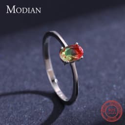 Modian 925 Sterling Silver Colorful Watermelon Tourmaline Rings for Women Fashion Finger Band Fine Jewelry Korean Style Anel