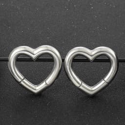 Casvort 2 PCS Peach Middle Heart Ear Weights Hangers Ear Gauges Plug 316 Stainless Steel Piercing Women Wedding Body Jewelry