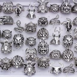 20pcs/lot Vintage Punk Animal Mix Style Metal Jewelry Rings For Men Women Size 8 to 11