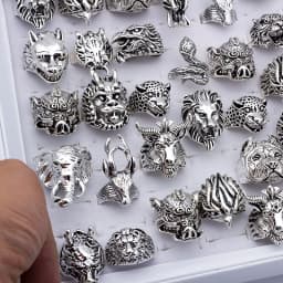 20pcs/lot Vintage Punk Animal Mix Style Metal Jewelry Rings For Men Women Size 8 to 11