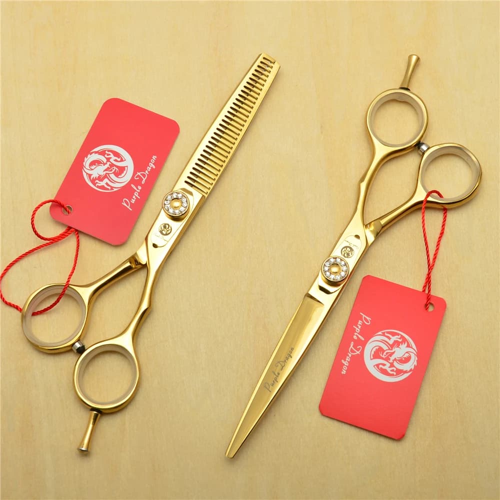 Professional Hairdressing Scissors Purple Dragon Japan 440C Gold Hair Cutting Shears Barber Thinning Scissors Dropshipping Z1020