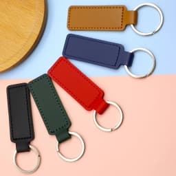 10Pcs Bright PU Leather Keychain Double Sided Customiz Car Thread Gift Metal Pendant PU Key Chain Simple KeyChains Keyholde