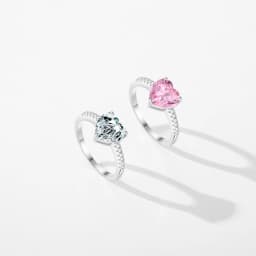 MODIAN 925 Sterling Silver Romantic Dazzling Pink Hearts Zirconia Wedding Ring For Women Engagement Classic Fine Jewelry Gifts
