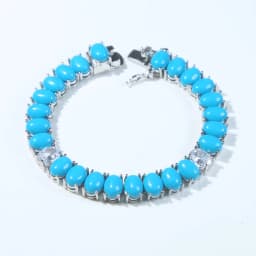 Fashion Jewelry Turquoise Blue Double Row White CZ Stone Tennis Bracelet for Women with Platinum Plated Color Chain 17cm 19cm