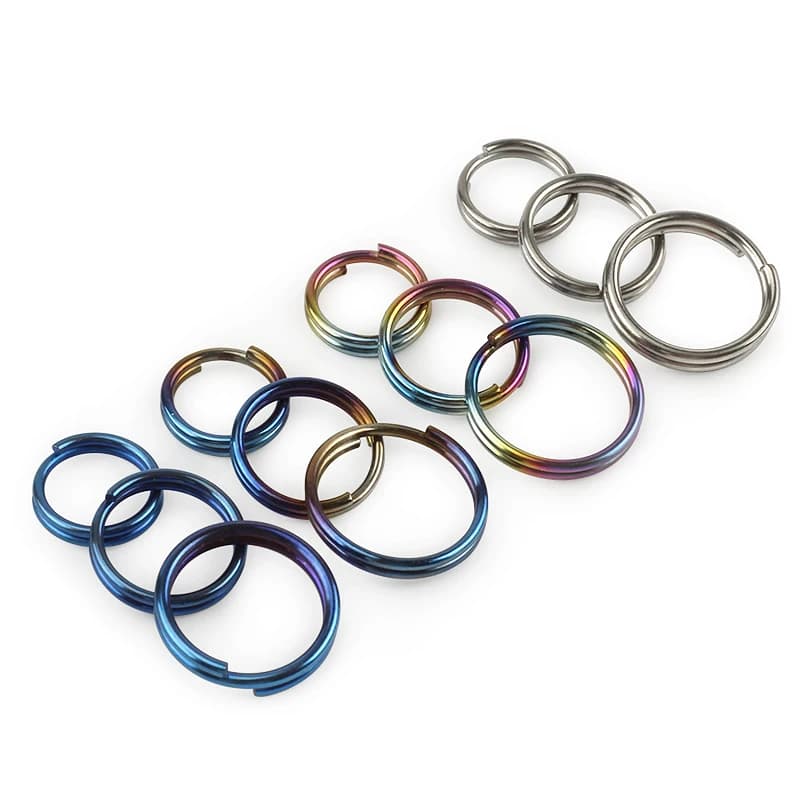 10pcs/LOT 10mm 12mm 14mm Titanium Alloy Keyrings EDC Outdoor Small Tool Key Ring Making Accessories