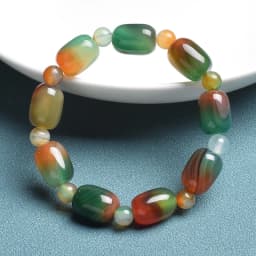 Natural Stone Coffee Lace Agates Bracelet Cylinder Drum Barrel Shape Jades Beads Bracelets On Hand Brown Exquisite Bangles Gift