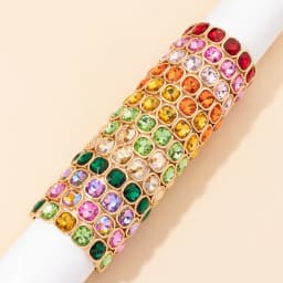2026 Gold Color Crystal Bangle Handmade Square Shape Rhinestones Boho Women Tennis Bracelet Elastic Bohemian Zircon Jewelry
