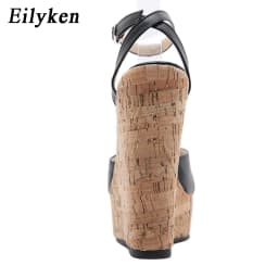 Eilyken Summer White Women's High Heels Hollow Out Sandals Platform Buckle Wedges Front Open Toe Ladies Shoes