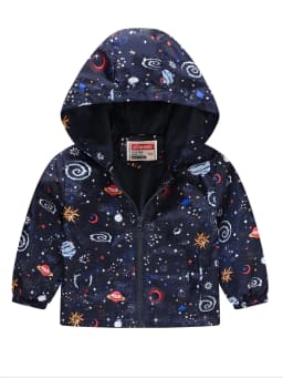 Boys Cartoon Dinosaur Print Zipper Hooded Jacket, Cardigan Collar Zipper Jacket,Kids Clothes Windbeark