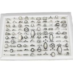 50pcs/Lot Wholesale Hot Big Fake Opal Carved Finger Rings for Women Party Beauty Crystal Flower Moon Sun Skull Crown Bar Jewelry