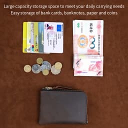 Men's Coin Purse Handmade Genuine Leather Card Wallet Credit Card Holder Retro Leather Card Slot Short Wallet With Zipper Women