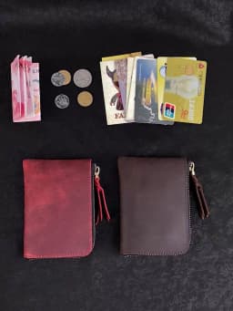 Men's Coin Purse Handmade Genuine Leather Card Wallet Credit Card Holder Retro Leather Card Slot Short Wallet With Zipper Women