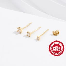 Aide 925 Sterling Silver 3pcs Set 2/3/4mm Mini Round Zircon Bar Piercing Stub Earring For Women Minimalist Jewelry Party Gift