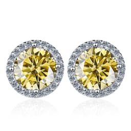 JoyceJelly 6.5mm 1ct Colorful Moissanite Earrings Unisex Male Female S925 Sterling Sliver Sparkling Fine Jewelry Men's Ear-studs