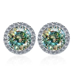 JoyceJelly 6.5mm 1ct Colorful Moissanite Earrings Unisex Male Female S925 Sterling Sliver Sparkling Fine Jewelry Men's Ear-studs