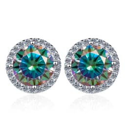 JoyceJelly 6.5mm 1ct Colorful Moissanite Earrings Unisex Male Female S925 Sterling Sliver Sparkling Fine Jewelry Men's Ear-studs