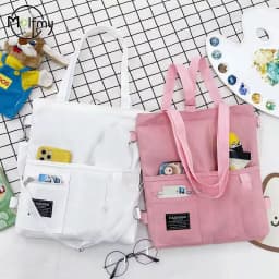 Women's Crossbody Handbag Canvas Tote Bag Work Female Shopper Fashion Simple Quality Korean Designer Shoulder Women Backpack Top