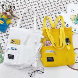 Women's Crossbody Handbag Canvas Tote Bag Work Female Shopper Fashion Simple Quality Korean Designer Shoulder Women Backpack Top