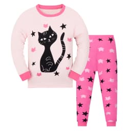 Girls Sweet Cool Cat Pajama Set Breathable Casual Sleepwear