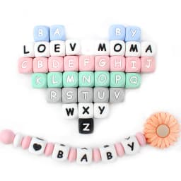 100Pcs 12mm Letter Silicone Beads for DIY Name Jewelry Making Bracelet Necklace Beaded Pen Accessories Keychain Beads Craft