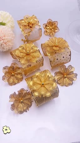 Dubai Gold Color Rings Bangles Set For Women Wedding Turkish Nigerian Bride Indian Brazilian Fashion African Hawaiian Jewelry