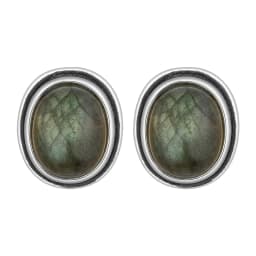 Natural 8x10MM Labradorite Stud Earring for Women Silver Plated Jewelry Simple Vintage Anniversary Party Birthday Gift
