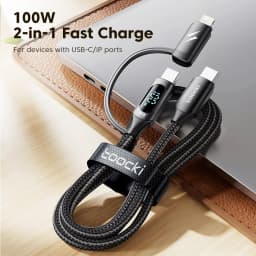 Toocki PD 100W USB C To Type C Display Cable For Huawei Xiaomi Samsung S23 2 in 1 Fast Charging Lightning Cable For iPhone 14 13