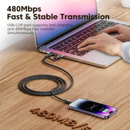 Toocki PD 100W USB C To Type C Display Cable For Huawei Xiaomi Samsung S23 2 in 1 Fast Charging Lightning Cable For iPhone 14 13
