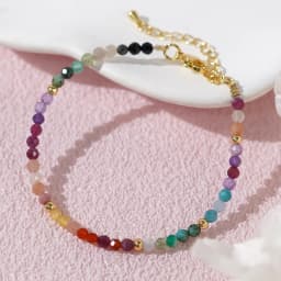 Go2boho 2024 Valentine's Day 18K Gold Plated Multicolored Gemstone Delicate Jewelry Beaded Bracelets for Women New Year's Gift