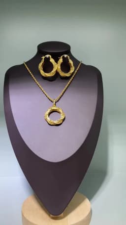18K Gold Plating Classic Jewelry Set for Women Large Circle Earring Pendant Dubai Trendy Wedding Anniversary Accessories Gift