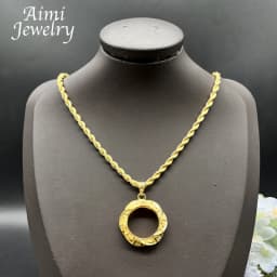 18K Gold Plating Classic Jewelry Set for Women Large Circle Earring Pendant Dubai Trendy Wedding Anniversary Accessories Gift