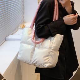 Designer Puffy Shoulder Bag Women Quilted Space Down Feather Padded Cotton Handbag Winter Large Capacity Warm Shopping Purse