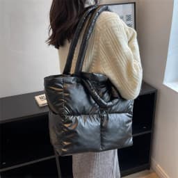 Designer Puffy Shoulder Bag Women Quilted Space Down Feather Padded Cotton Handbag Winter Large Capacity Warm Shopping Purse