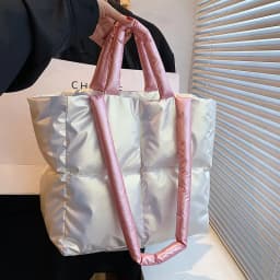 Designer Puffy Shoulder Bag Women Quilted Space Down Feather Padded Cotton Handbag Winter Large Capacity Warm Shopping Purse