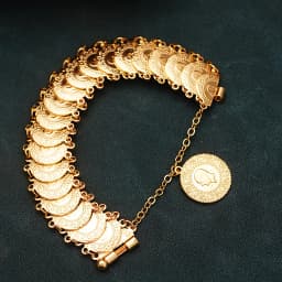 Luxury Gold Plated Ottoman Turkish Totem Chain Bracelet Coin Cuff Bangles for Bridal Ethnic Women's Jewelry Bijoux
