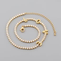 Letter Micro Pave Cubic Zircon Tennis Chain Love Necklaces for Women Crystal Gold Chokers Statement Jewelry
