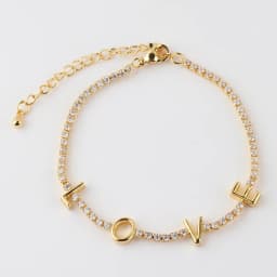 Letter Micro Pave Cubic Zircon Tennis Chain Love Necklaces for Women Crystal Gold Chokers Statement Jewelry