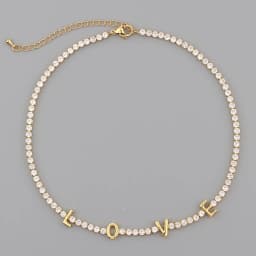 Letter Micro Pave Cubic Zircon Tennis Chain Love Necklaces for Women Crystal Gold Chokers Statement Jewelry