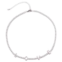 Letter Micro Pave Cubic Zircon Tennis Chain Love Necklaces for Women Crystal Gold Chokers Statement Jewelry