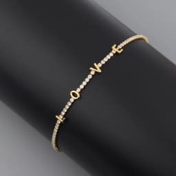 Letter Micro Pave Cubic Zircon Tennis Chain Love Necklaces for Women Crystal Gold Chokers Statement Jewelry