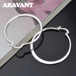 ARAVANT 925 Silver 55MM Flat Hoop Earring For Women Fashion Jewelry Gift