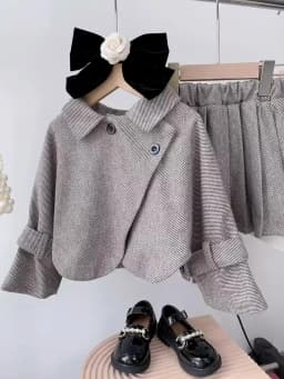 Bear Leader Fashion Kids Girls Princess 2pcs Clothes Set Autumn Winter Children Coat Outwear+Skirts Vintage Outfits Suit 2-12Y