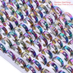 Wholesale Bulk 50pcs/lot Mens Womens Fashion Stainless Steel Jewelry Rings For Party Gift Weddings Mix Style Mix Size
