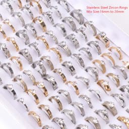 Wholesale Bulk 50pcs/lot Mens Womens Fashion Stainless Steel Jewelry Rings For Party Gift Weddings Mix Style Mix Size